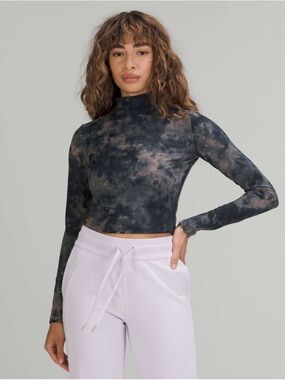 Lululemon All Aligned Mock Neck Long Sleeve Shirt Dye Lunar Rock Navy size 10
